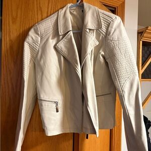 Women's Cream Leather Jacket